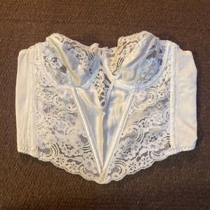 Vtg 80s Christian Dior Intimates Corset 34C White Lace Floral Bustier 4975 USA